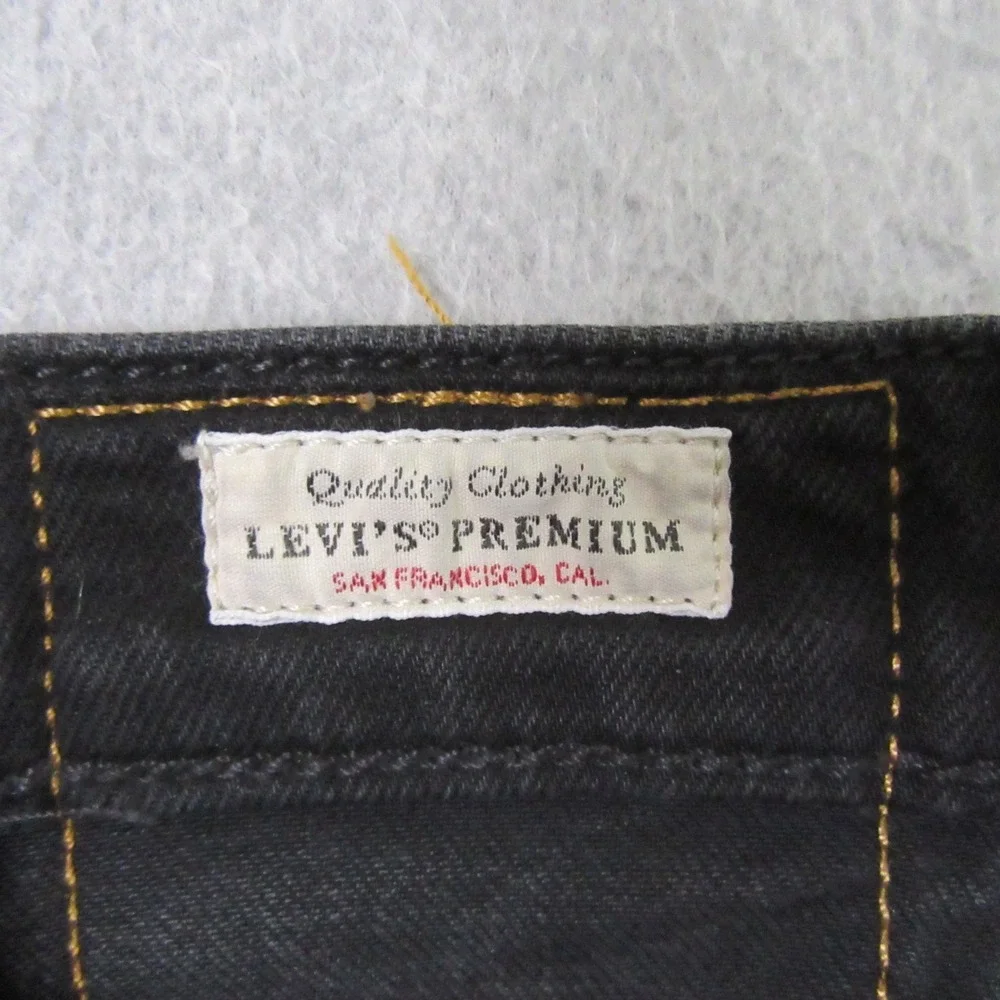 Levi's Mens Premium 502 Straight Leg Jeans 38 x‎ 30 Dark Black Stretch Red